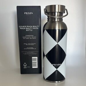 Prada Beauty Black and White Diamond Design Water Bottle New in Box